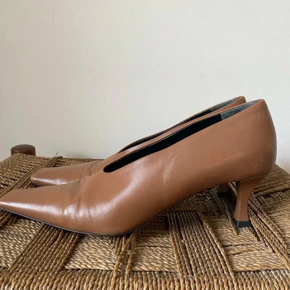 Proenza Schouler Heels Women’s 39 Kristie Leather Pumps in Brown Square Toe - Picture 4 of 13